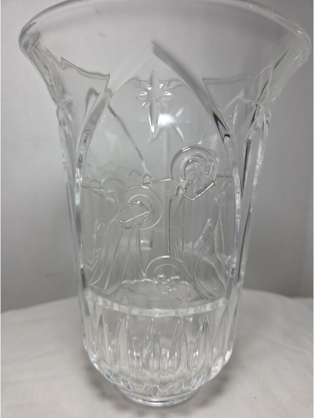 St George Crystal Nativity Hurricane Lamp Shade Replacement Globe Top Only